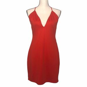 By the way. REVOLVE Red plunging neck mini dress red NWT
